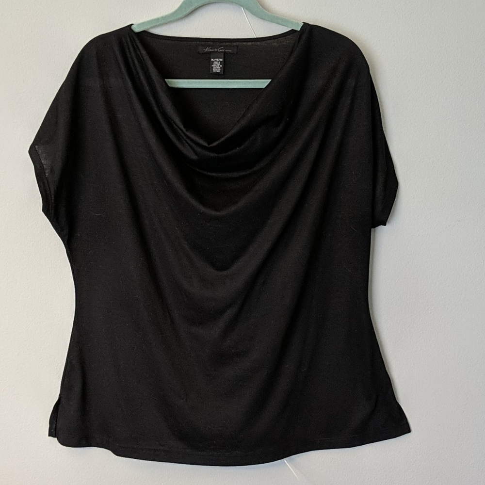 Kenneth Cole sheer/thin black short sleeve shirt